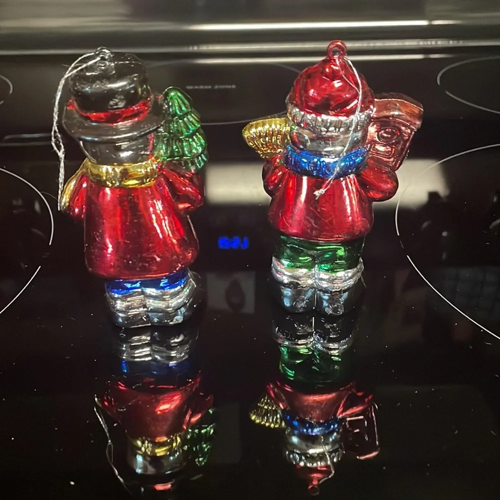 2 Colorful Snowmen Christmas Ornaments